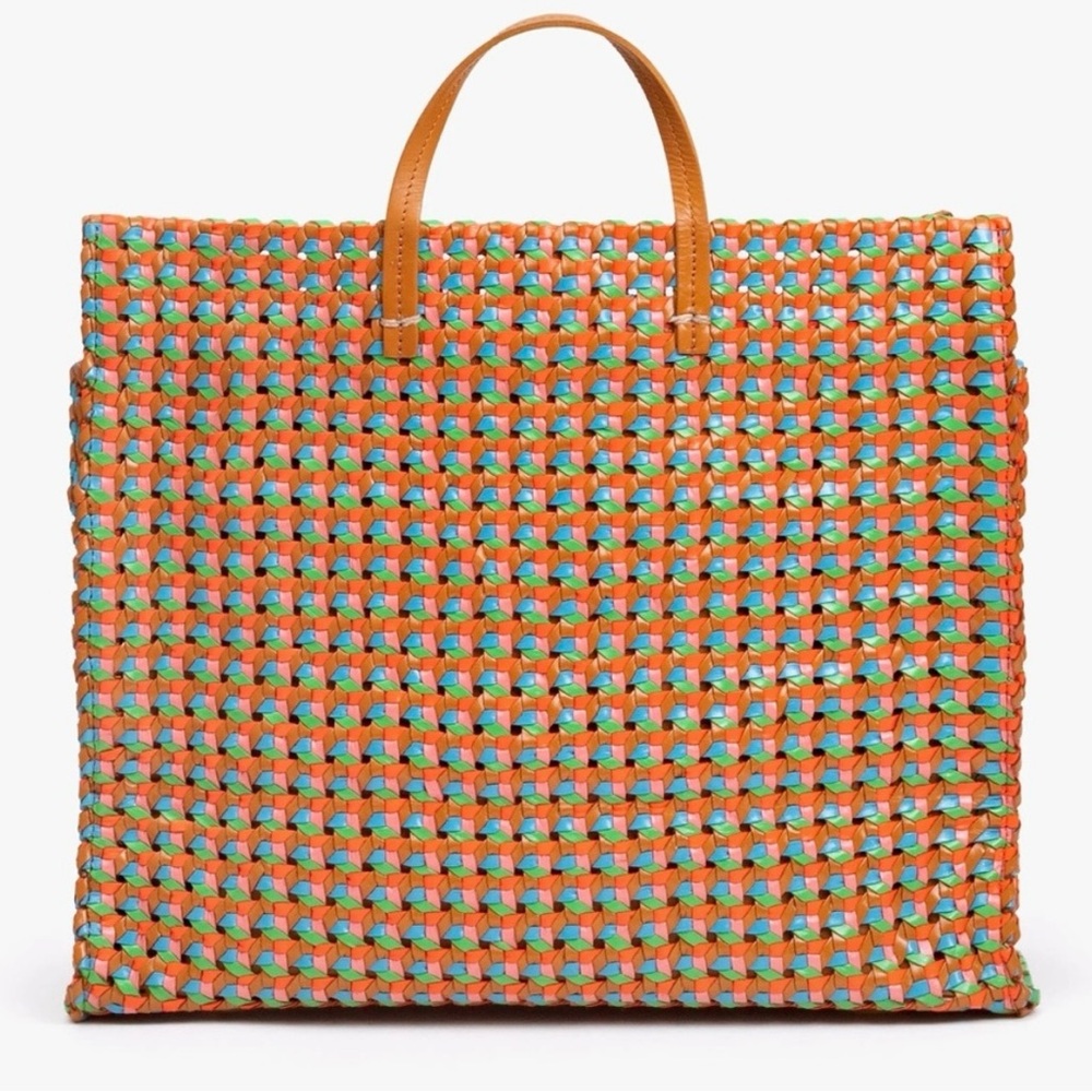 Clare V Simple Tote in multicolor rattan *RARE*